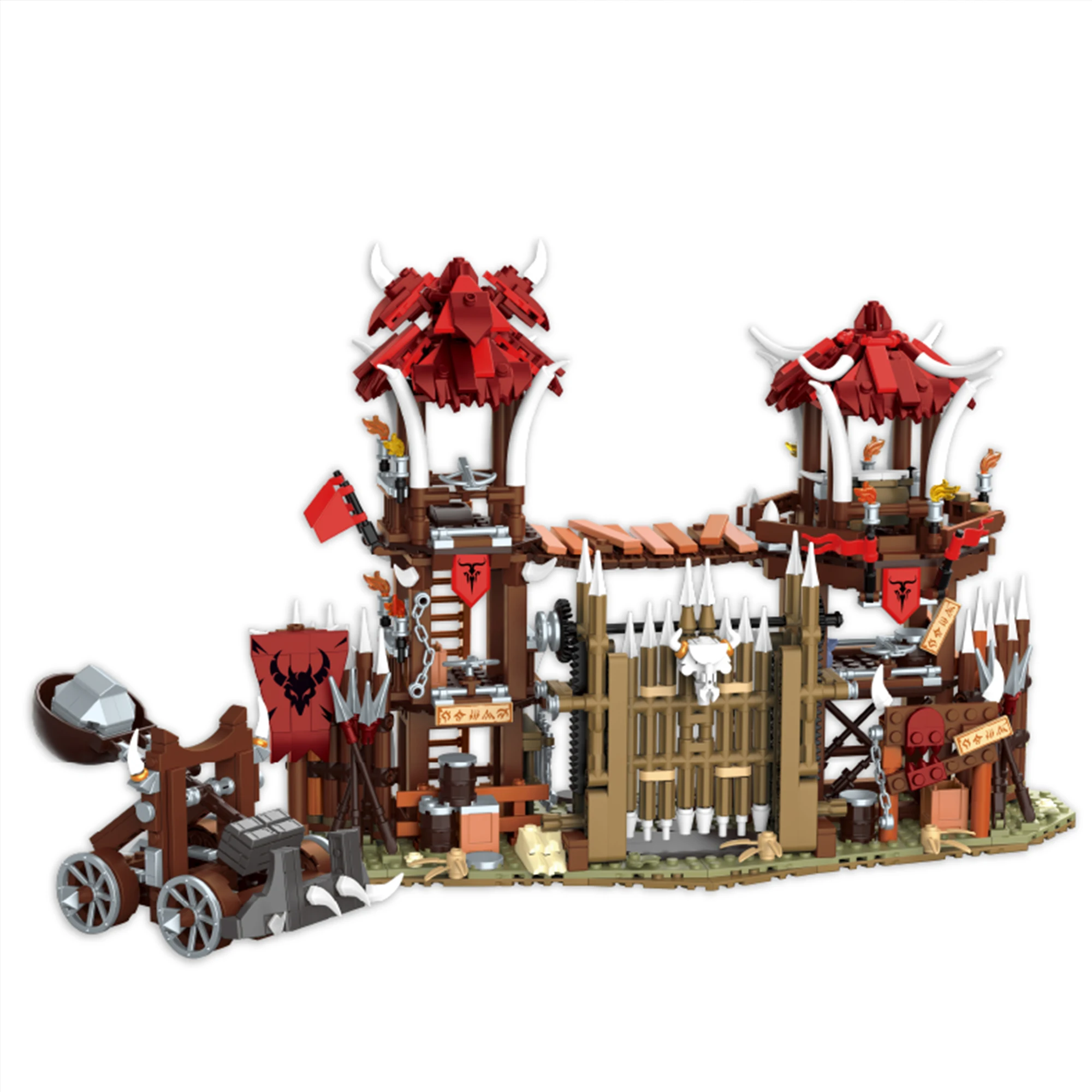 

1279pcs Ancient Bone fire Gate Building Blocks Primitive Orcs Tribe Gate Modular Instruction Bricks Toys for Kids Adults Gifts