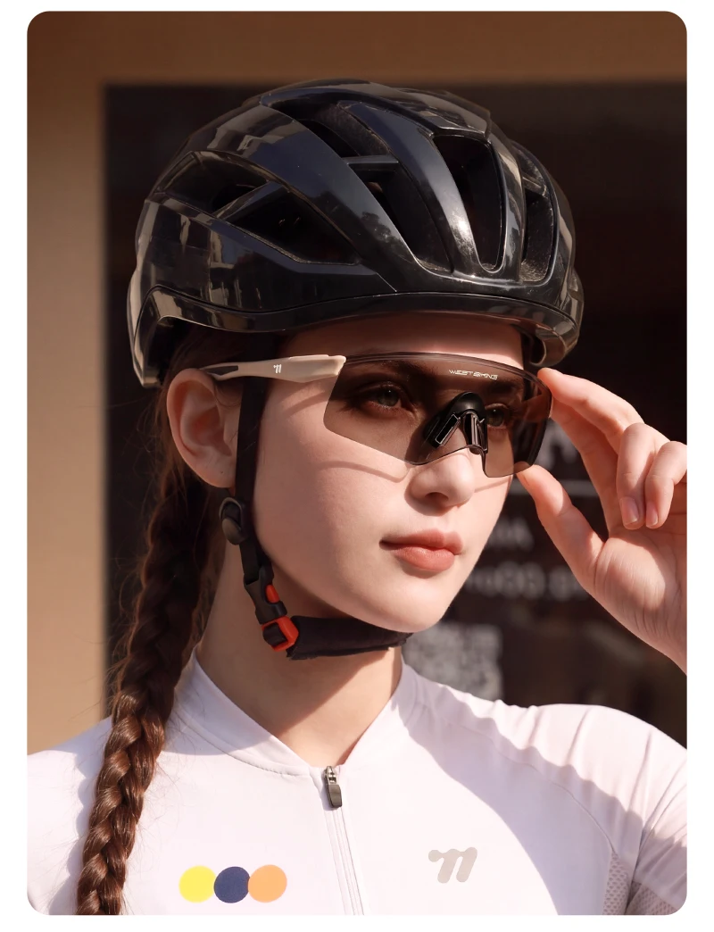 WEST BIKING Anti-Beschlag-Fahrradbrille mit photochromen HD-Gläsern, großem Sichtfeld, ultraleicht, verstellbare Bügel – Detail 19