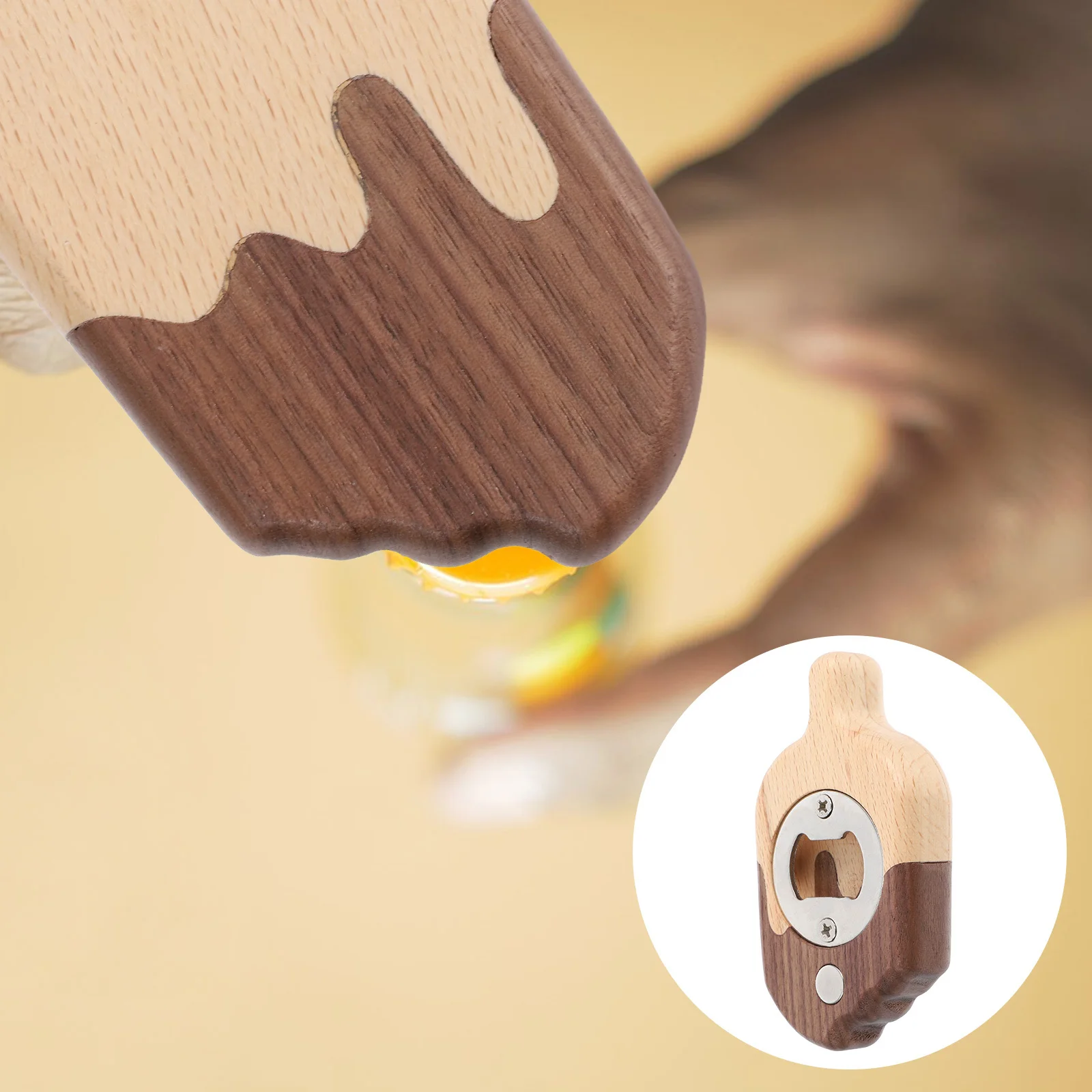 

Wooden Beer Bottle Opener Fridge Magnet Portable Cap Remover Multifunctional Gadget Parties Bars Open Bottles Cans