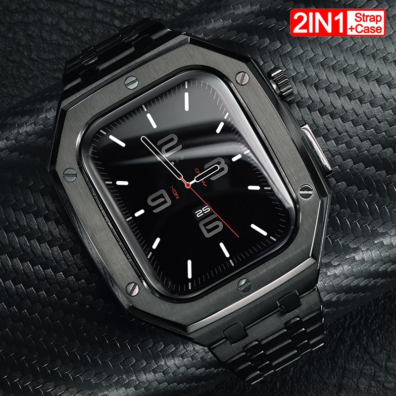 

Luxury Stainless Steel Modification Fit for Apple Watch 10 46mm Metal Bezel Case Strap Bracelet for Iwatch Series 10 46mm Refit