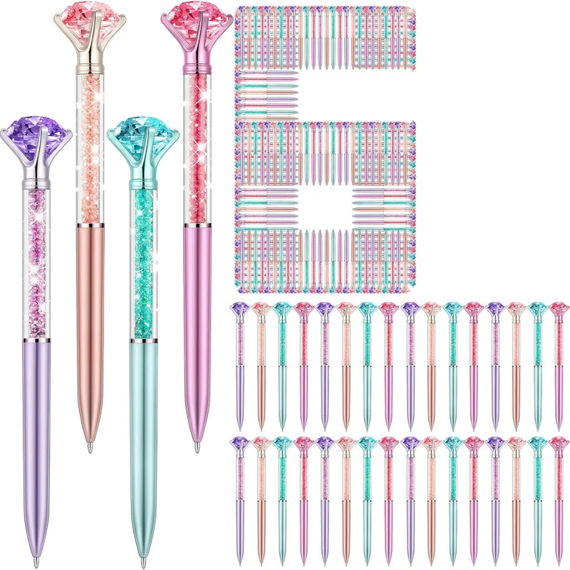 

6/12 Pcs Diamond Crystal Top Pens - Elegant Writing Tools for Office School Home Use, Perfect Gift Idea, Stationery Set
