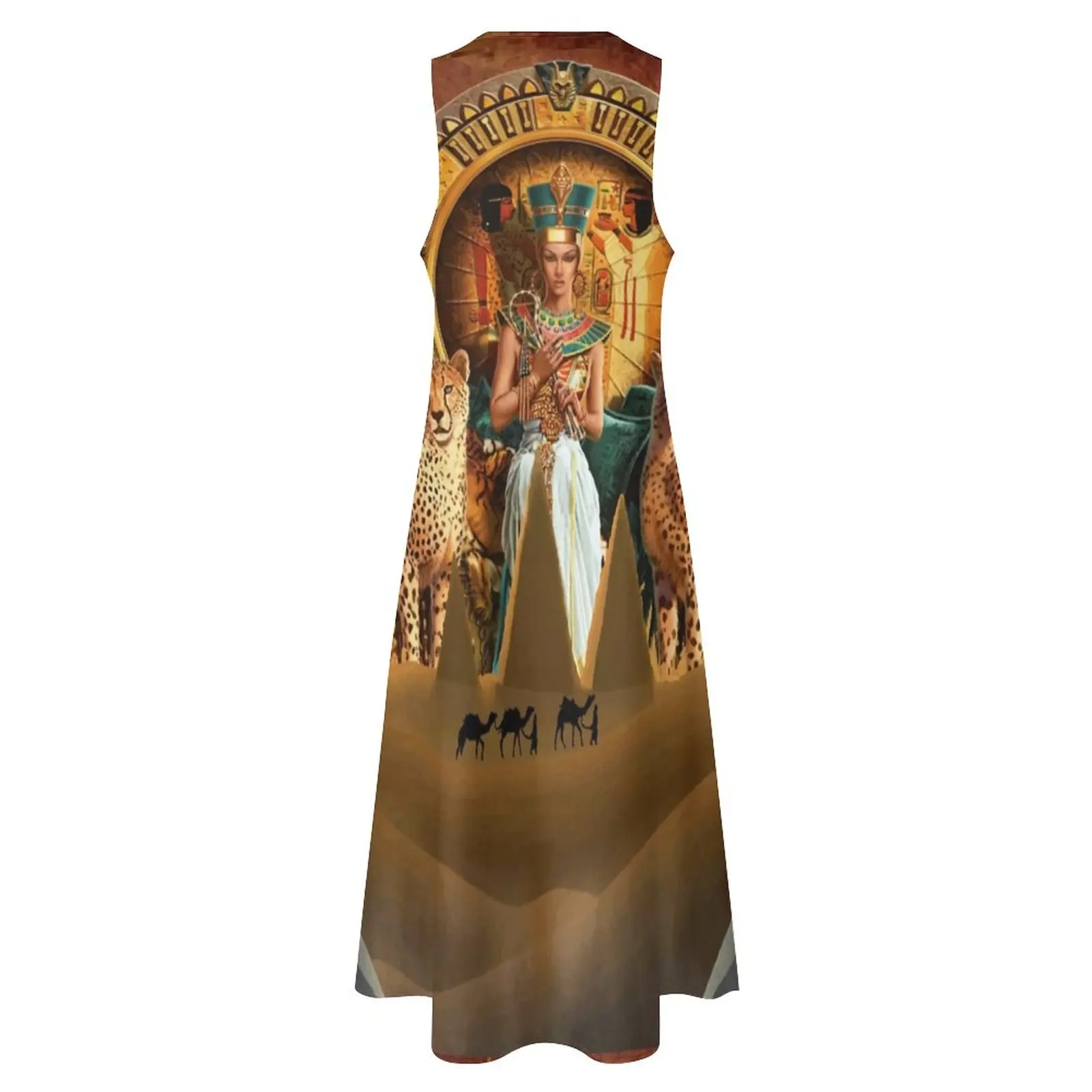 The Queen of Egypt Dress Old Egyptian Elegant Maxi Dress Sleeveless Pattern Bohemia Long Dresses Street Fashion Oversize Vestido