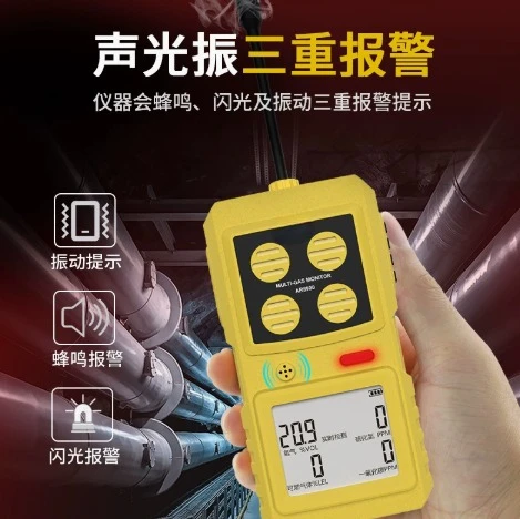 Portable Multi Gas Detector Oxygen Hydrogen Sulfide Carbon Monoxide Combustible Leak Monitor Industrial Safety Alarm Device