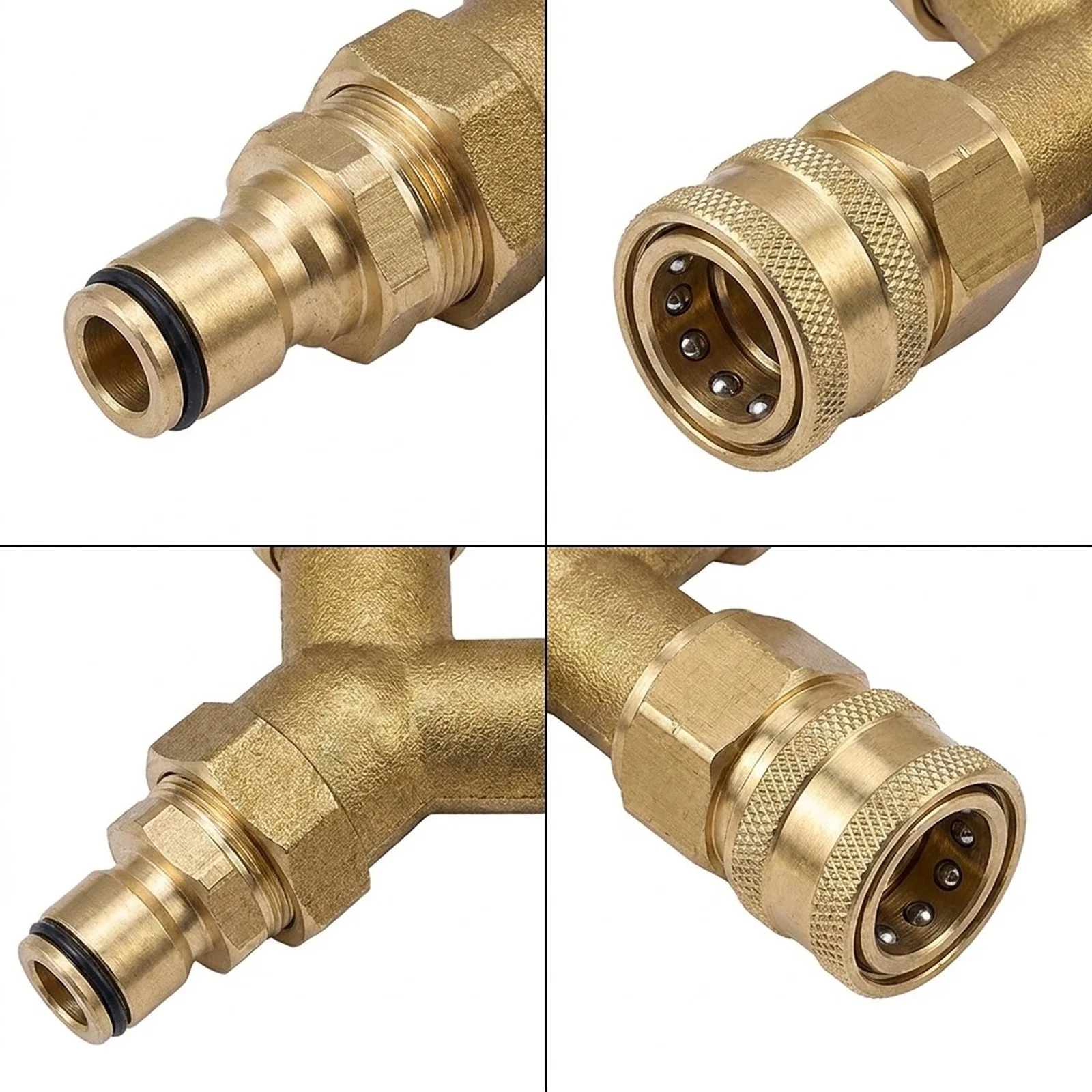 Dual System High Quality Pressure Washer Tee Splitter Coupler 3/8 Fitting 5000PSI Brass Quick Connect Two To  Dual