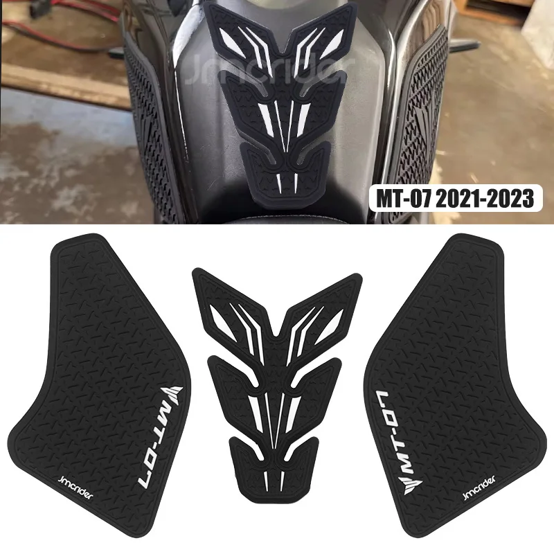 

Для Yamaha MT07 MT-07 MT 07 2021-2023 аксессуары для мотоциклов, нескользящие боковые наклейки на топливный бак, водонепроницаемая прокладка, резиновая наклейка