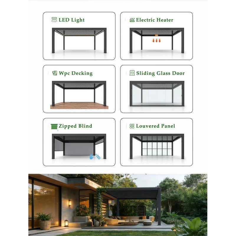-Border Aluminum Pergola FBA-Compliant Packaging Ready-to-Ship E-Commerce Heavy-Duty Waterproof Louvre Balcony