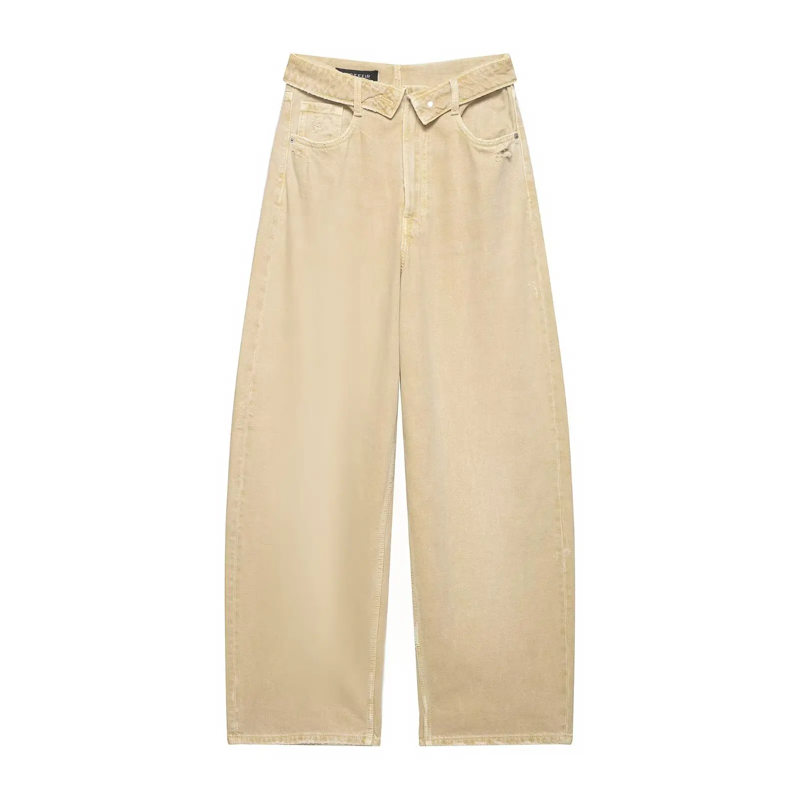 

Withered 2026 New Fashionable Style Women's Mid Waist Casual Ripped And Flanged Jeans Women's Jeans Women's Denim Pants Woman