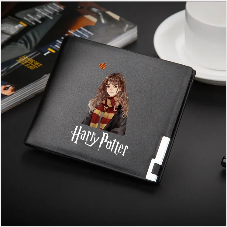 Nuevas figuras de Anime de Harry Potter, billetera corta plegable para estudiantes, monedero de cuero PU, minimalismo urbano, regalos de cumpleaños para niños