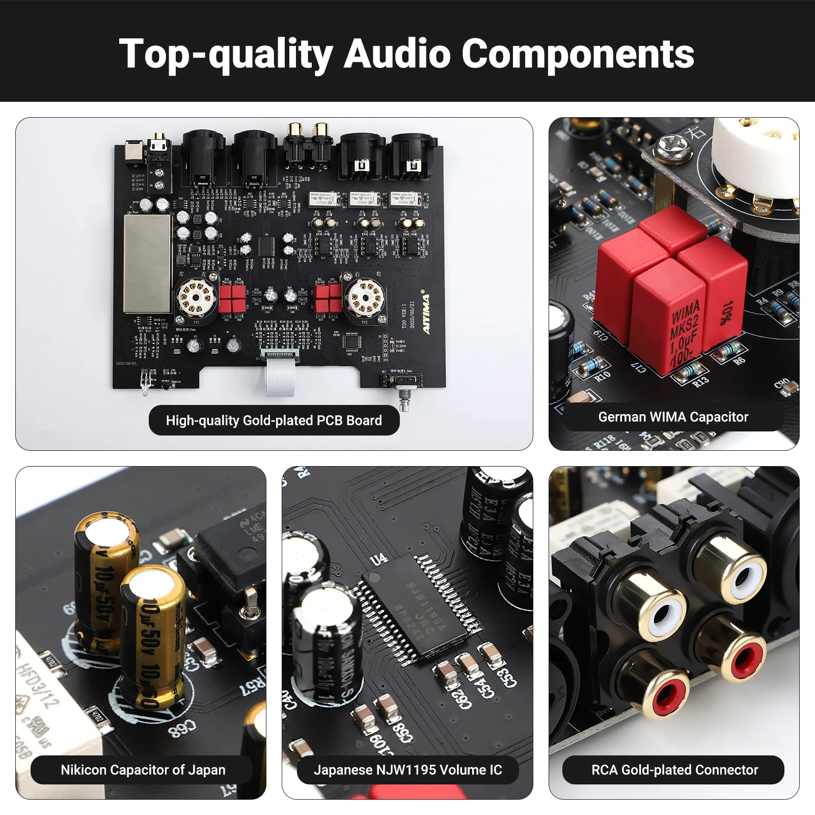 AIYIMA T20 فراغ أنبوب المضخم ECC83 متوازن تماما Preamp RCA XLR المدخلات HiFi ستيريو DAC أمبير 12 فولت الزناد الناتج