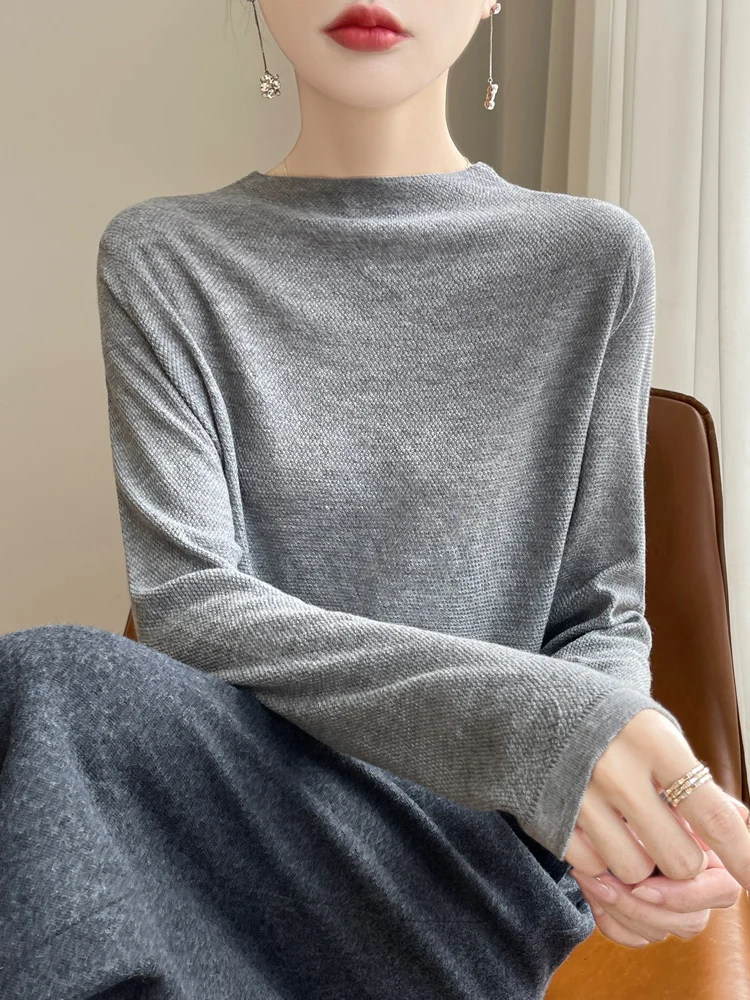 

Early Autumn Thin Knitted f High Collar Base irt Women's Faion Slim Fit mid Autumn Loose Thin Sweater Top