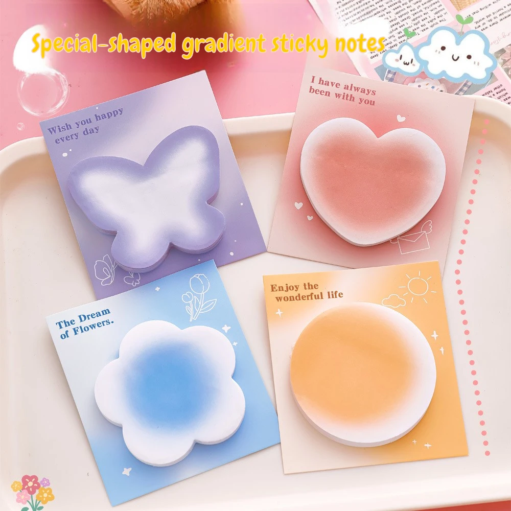 Cute Irregular Gradient Sticky Notes for Students Star Planet Shell Love Shaped Messages N times Kids School Office Stationery
