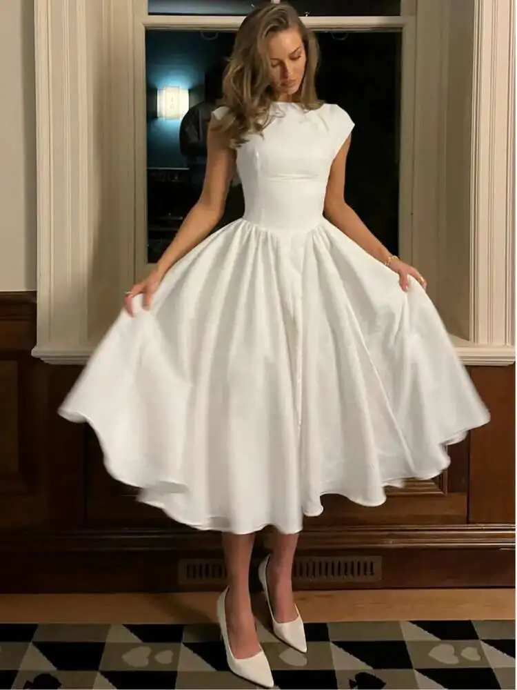 

Backless Pleated Slim Dress Women Summer 2025 Sexy A-line Robe Elegant Evening Party Long Dress Sleeveless Fashion Midi Vestidos