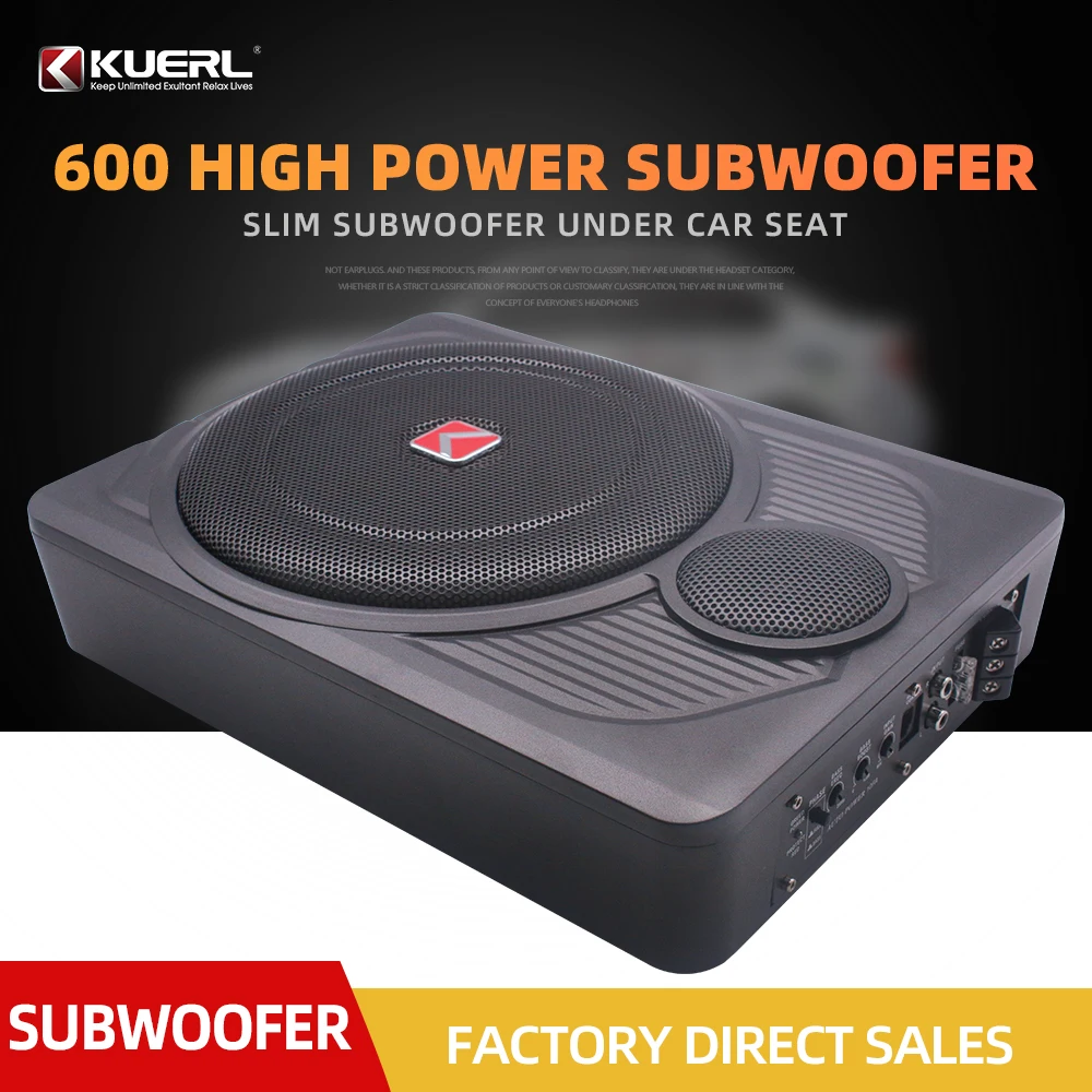 New List 10 Inch 600W Auto Under Seat Thin Active Subwoofer  SPL  Amplifier Subwoofer for Car
