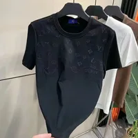 2024 Summer New Men's Short Sleeve Embroidered Cotton T-Shirt Wholesale Slimming Casual Luxury Half Sleeve Tee