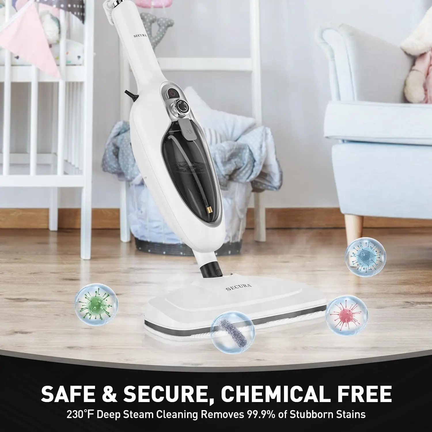 Steam Mop 10-in-1Convenient Detachable Steam Cleaner,Multifunctional Cleaning Machine Floor Steamer with 3 Microfiber Mop Pads