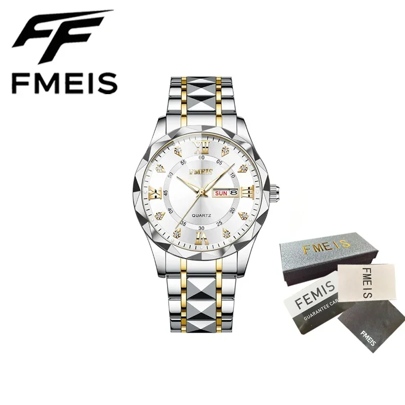 

FMEIS Top Quality Luxury 1963 Watch Business Waterproof Men's Clock Night Light Date Week Sports Stainless Steel Quartz Watch