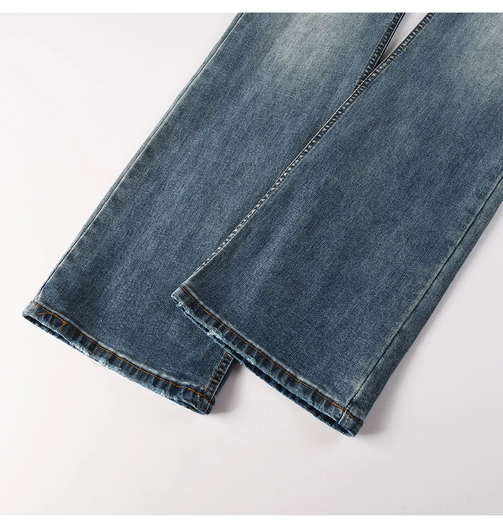 Herren Slim Boot Cut Jeans Hochwertige Einfarbige Blaue Baumwoll-Denim-Hose Lässige Klassische Skinny Flared Hose – Detail 10