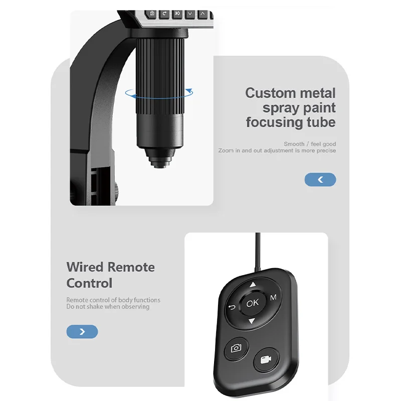 HDデジタル単眼ビデオ顕微鏡,高解像度画像,プラスチックボディ,有線,リモコン,500x-1500x,7インチ