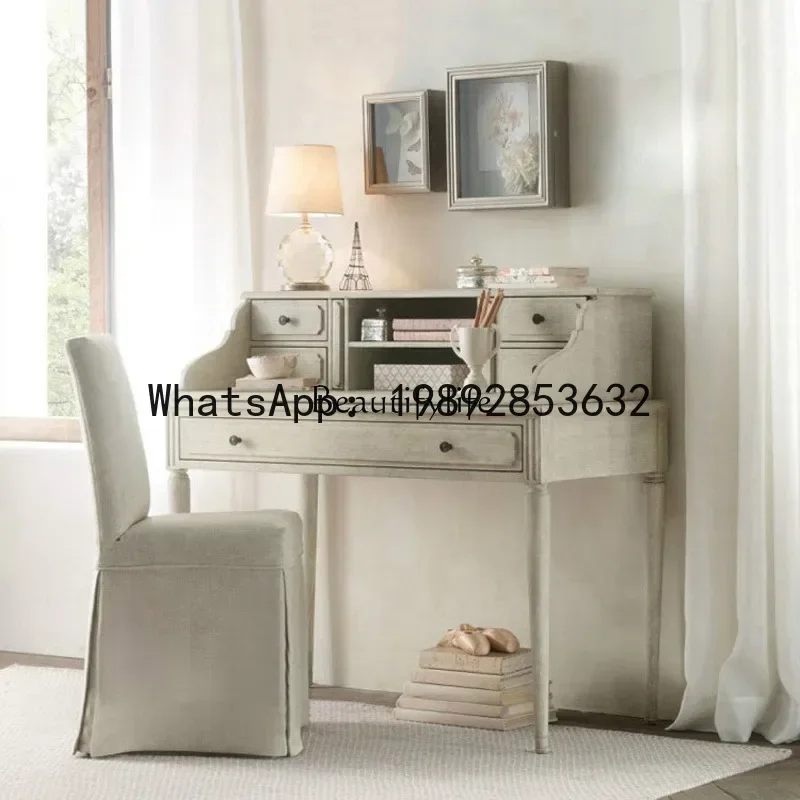 Country All Solid Wood Mini Desk Bedroom with Drawer Storage Box Writing Desk