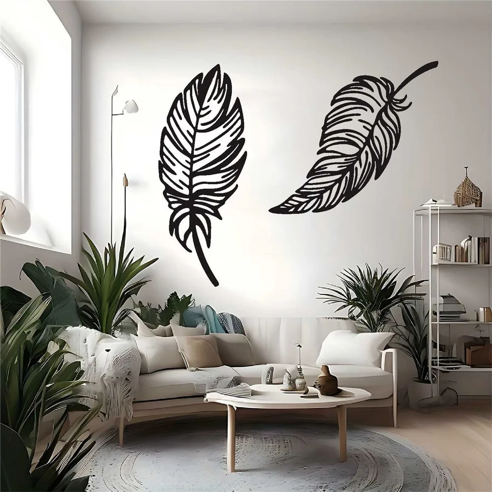 Cross-border Metal Feather Silhouette Jewelry Interior Wall Hanging Living Room Bedroom Study Iron Decoration