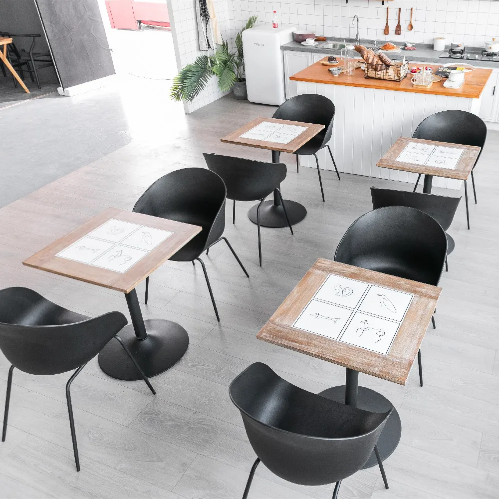 

Customized square dining table Coffee Milk tea table Creative tile splicing Solid wood Wholesale Customized factory