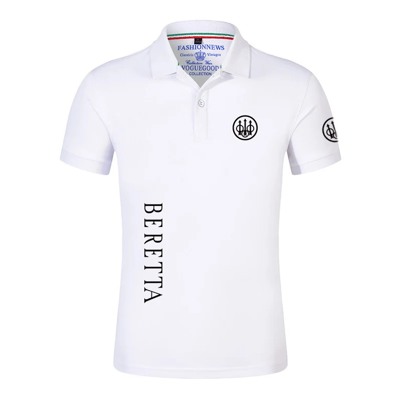 2024 Beretta Firearms Logo Printing Fashion New-Design Short Sleeve Sports-Wear Mens Polo Shirts Lapel Casual Clothing Slim Tops