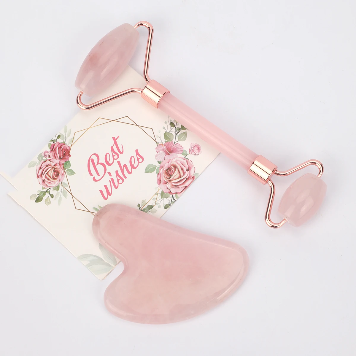 Natural Jade Face Roller Gua Sha Scraper Set Face Neck Body Skin Care Beauty Tool Portable Rose Quartz Facial Massager Tool