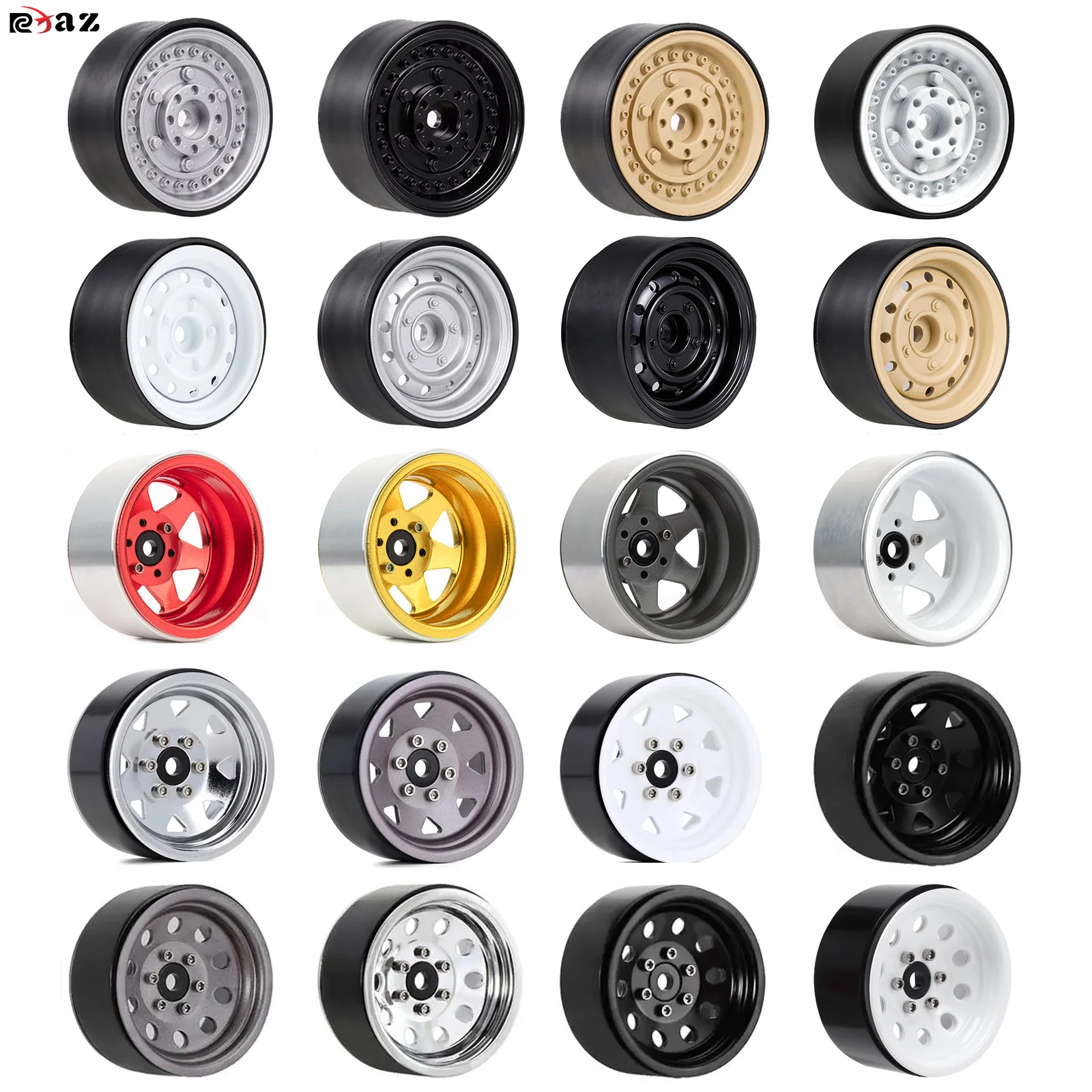 RCXAZ 1.9 Metal Beadlock Wheels, for 1/10 RC Rock Crawlers Axial SCX10 II III 90046 TRX4 Redcat GEN8 MST RGT Traxxas TRX4 RC4WD