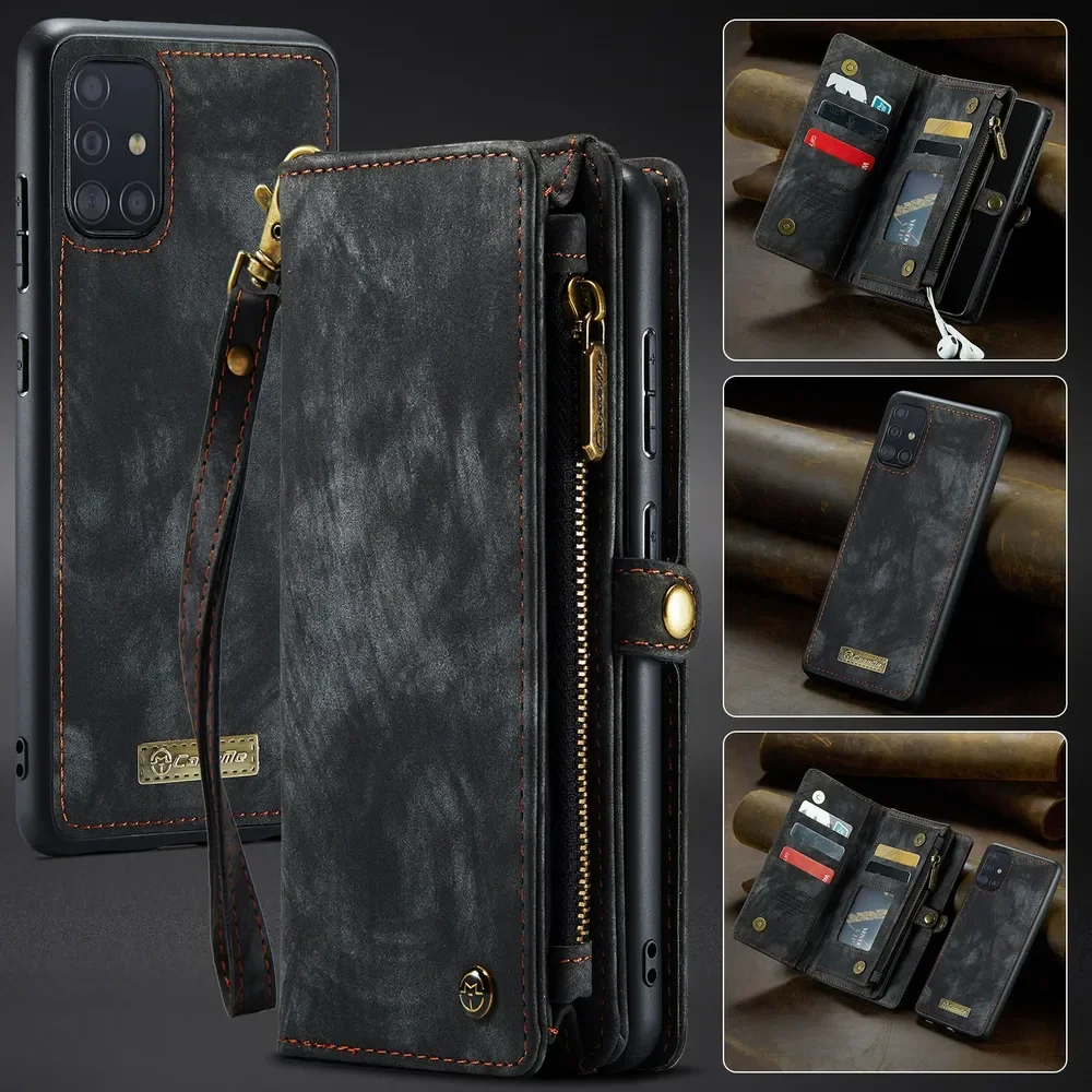 

Multi-card Slot Zipper High-end Leather Wallet Card Phone Case For Samsung Galaxy A71 4G