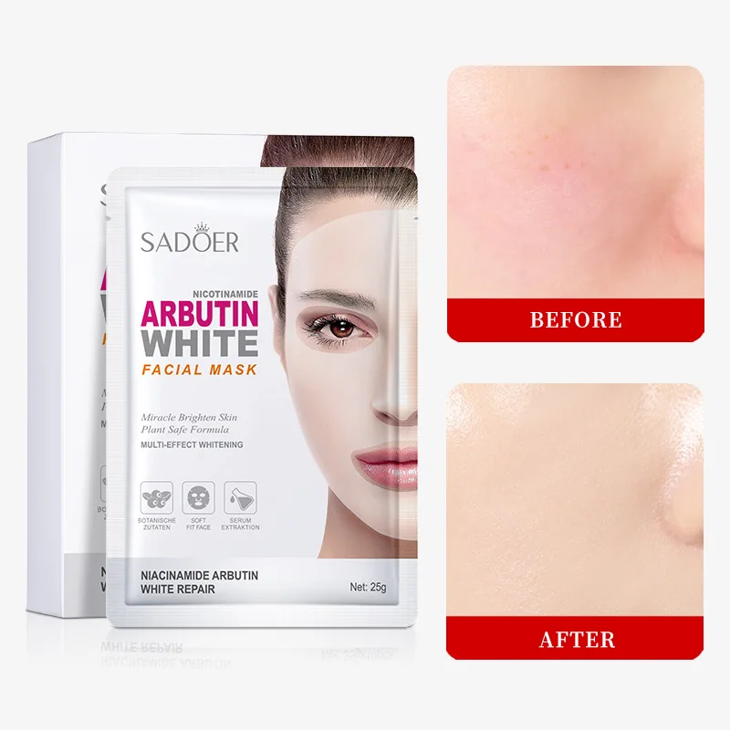 10pcs Arbutin Whitening Facial Mask Brightening Hydrating Niacinamide Spot Fading Firming Repair Skin Care Products