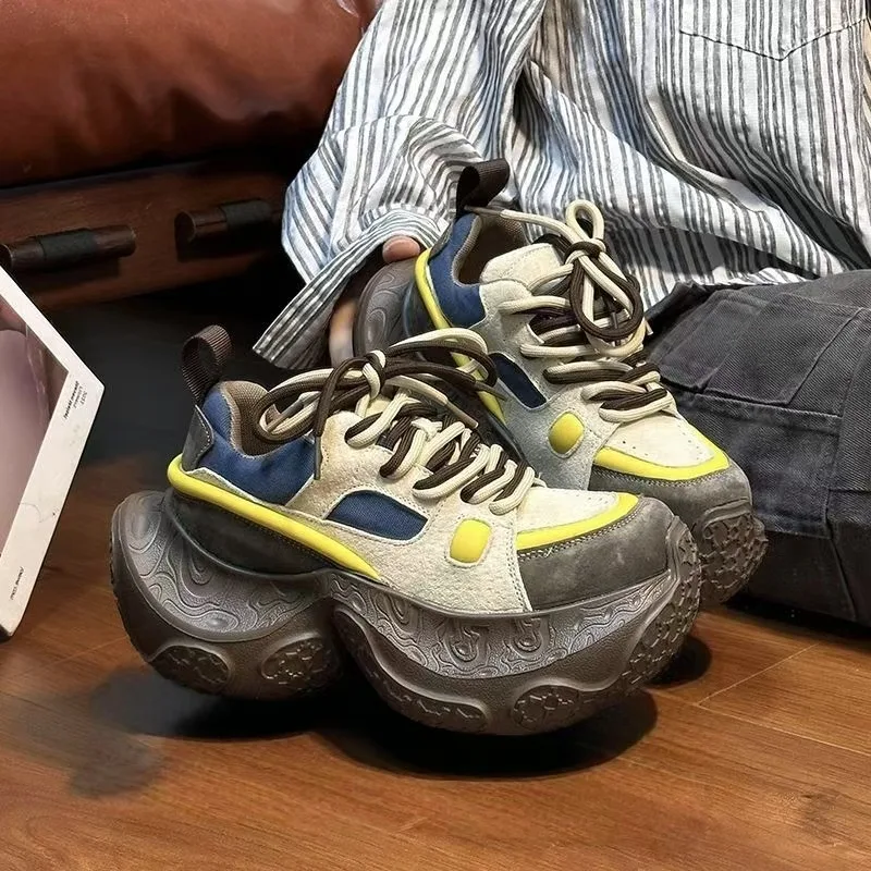

Новые туфли для папы на толстой подошве, противоскользящая модная женская повседневная обувь, спортивная вулканизированная обувь