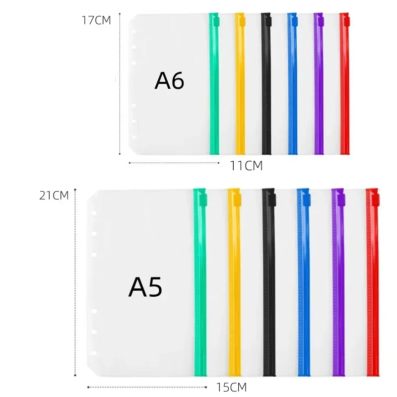 A5/A6 Size Plastic Zip Lock Envelope Zipper Wallet Insert Refill Organiser Folder Spiral Plan Bag Storage File Card Pack