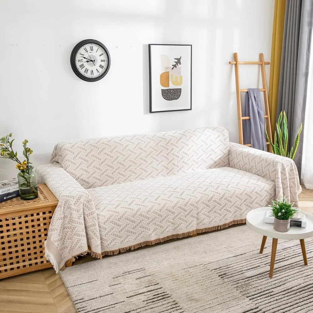 

Couch Cover Sheet Blanket, Oversized Reversible Slipcover for 3-4 Cushion High Backed Backrest Sofa,Furniture Decoration Covers