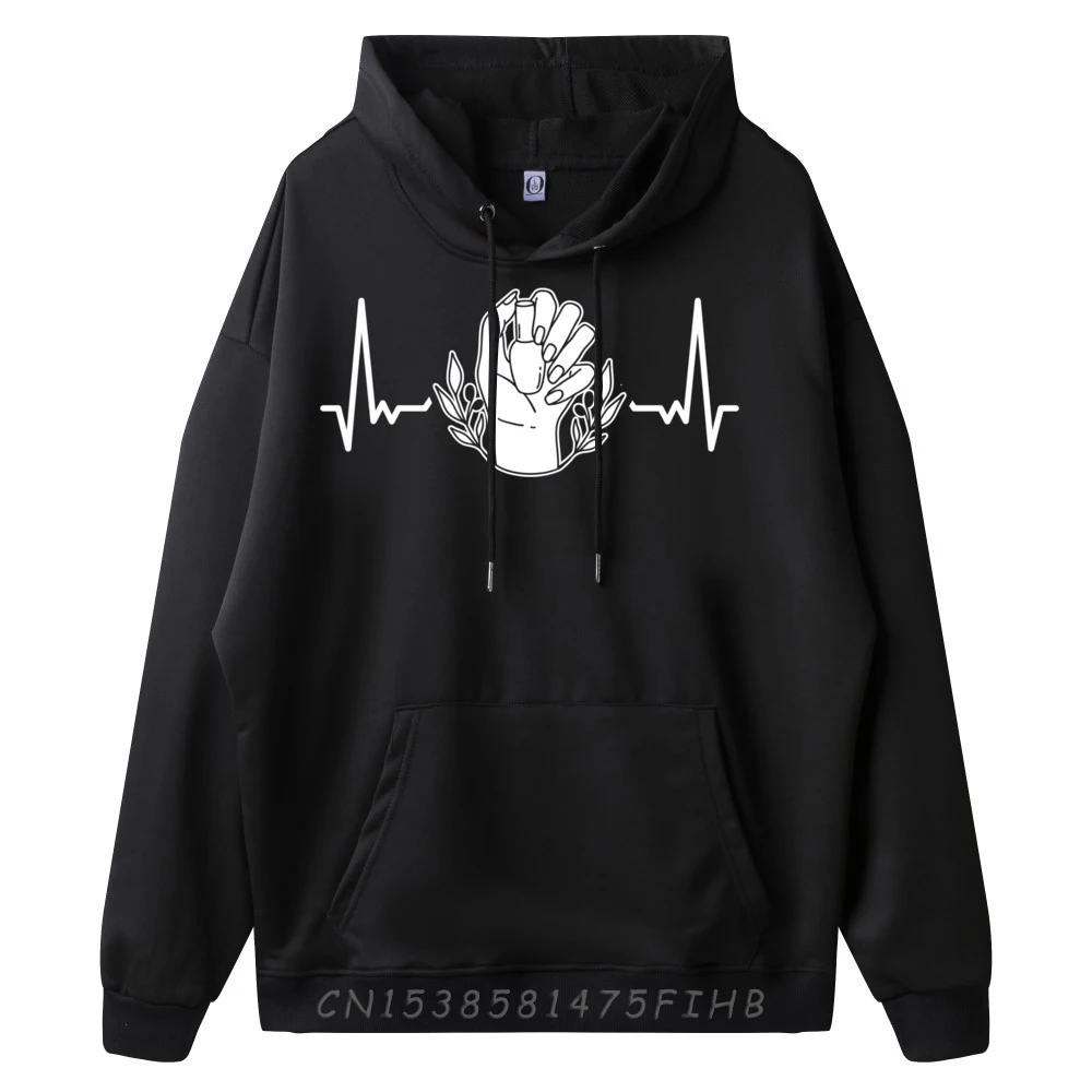 Nail Technician Heartbeat Manicure Plain Pullover Hoodies Wholesale Eco-Friendly And Healthy Camiseta Father's Day