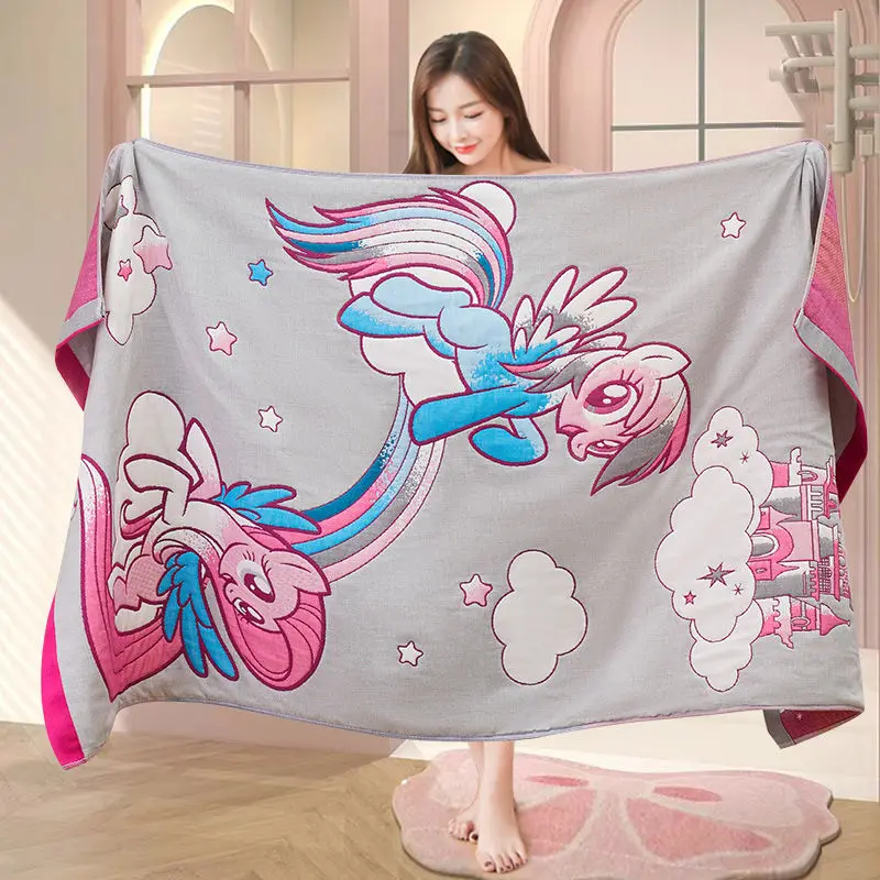 Hasbro My Little Pony Pinkie Pie Rainbow Dash Creative Anime Movie Character Cotton Bath Towel Cute Cartoon Soft Absorbent Towel