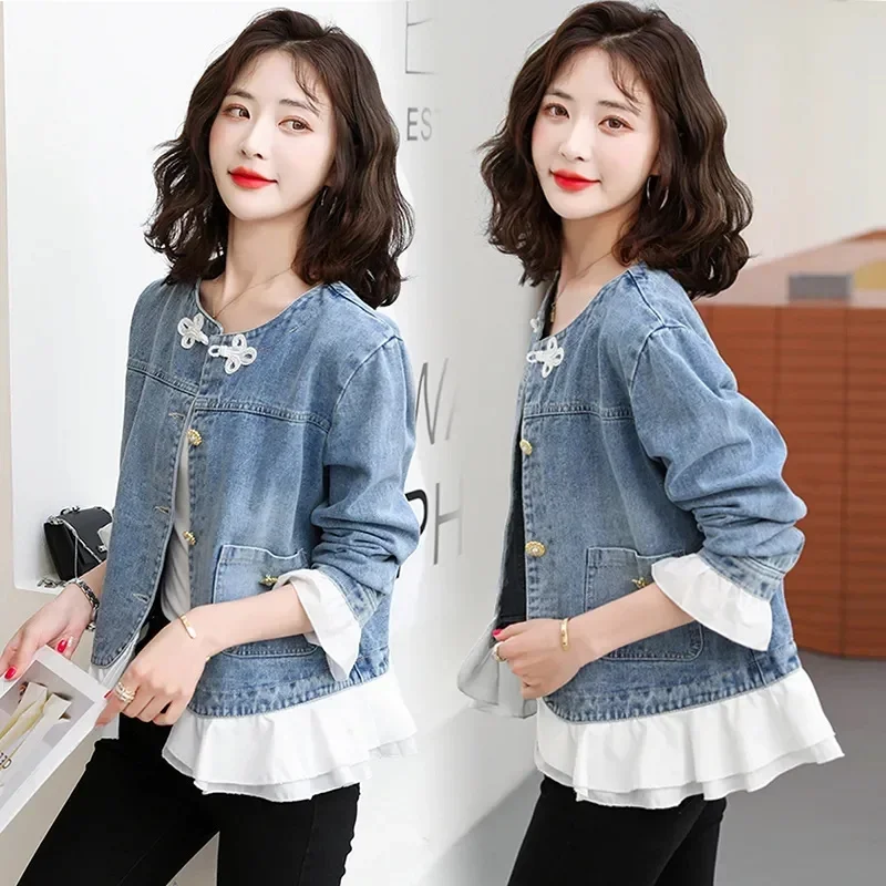 Pop Women's Outerwear New 2025 Popular Spring And Autumn Denim Jacket Ladies Beautiful Short Slim Denim Clothing Top Trend Blue