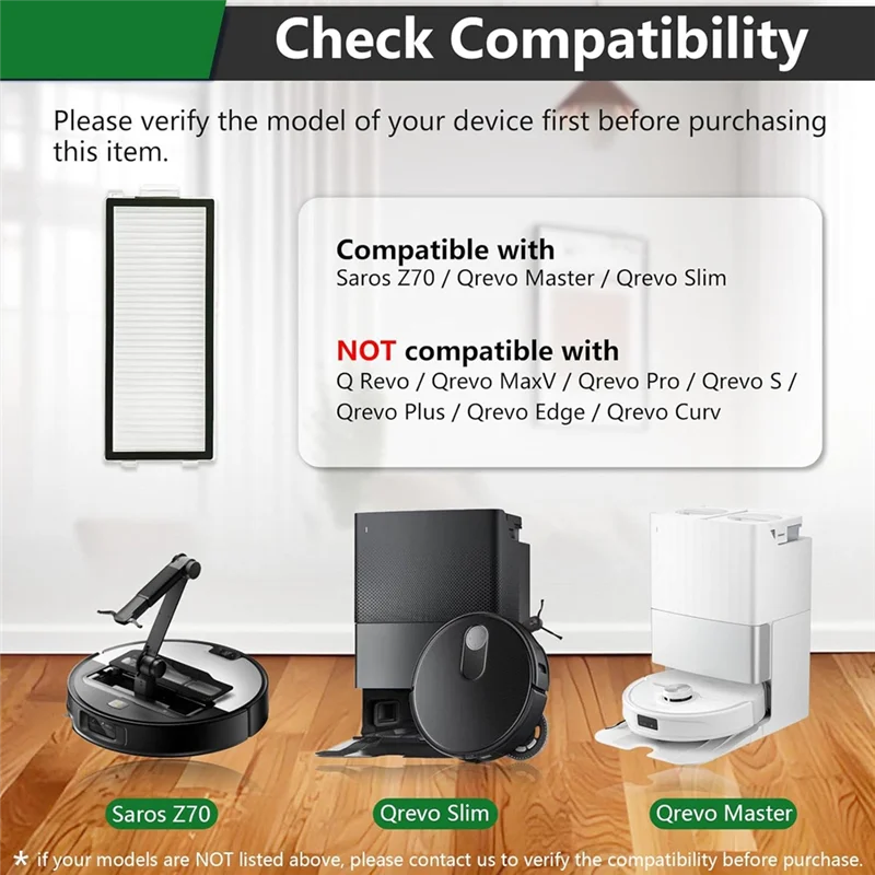 مرشحات A74G-Hepa لقطع غيار المكنسة الكهربائية Roborock Saros Z70، Qrevo Master، Qrevo Slim