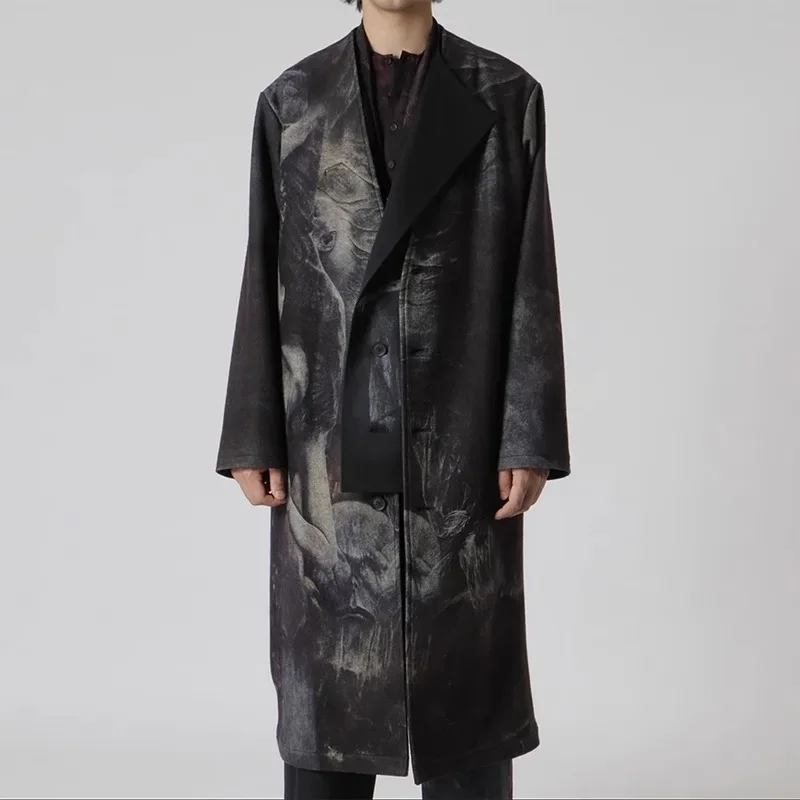 

YOJI OOAK dark style design front single-breasted lapel long coat men's coat