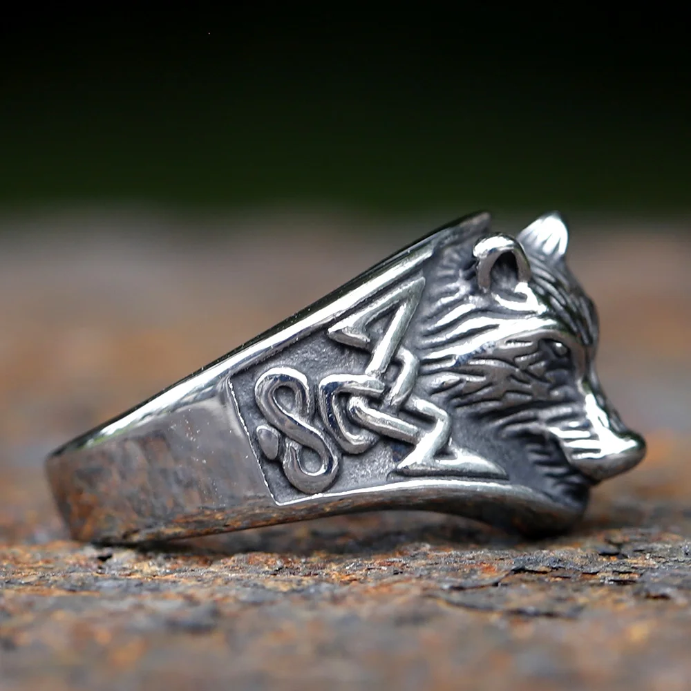 2023 Nieuwe Mode 316l Roestvrij Staal Viking Wolf Hoofd Ring Punk Vrouwen Mannen Unisex Slang Dier Sieraden Gratis Verzending