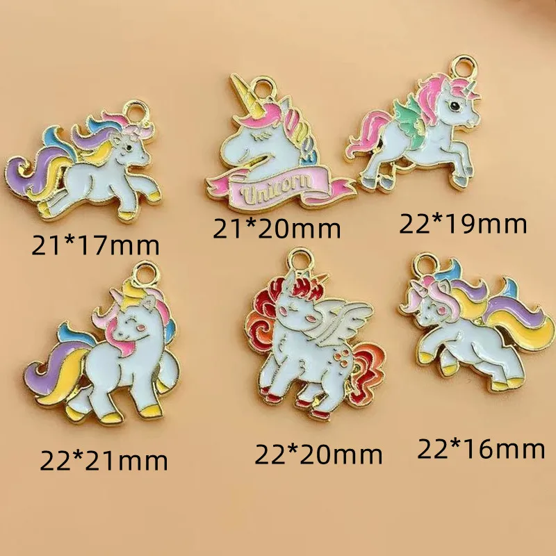 10Pcs Gold Plated Rainbow Enamel Unicorn Charm Pendant Jewelry Making Earrings Bracelet Necklace Accessories DIY Craft Charms - view 6
