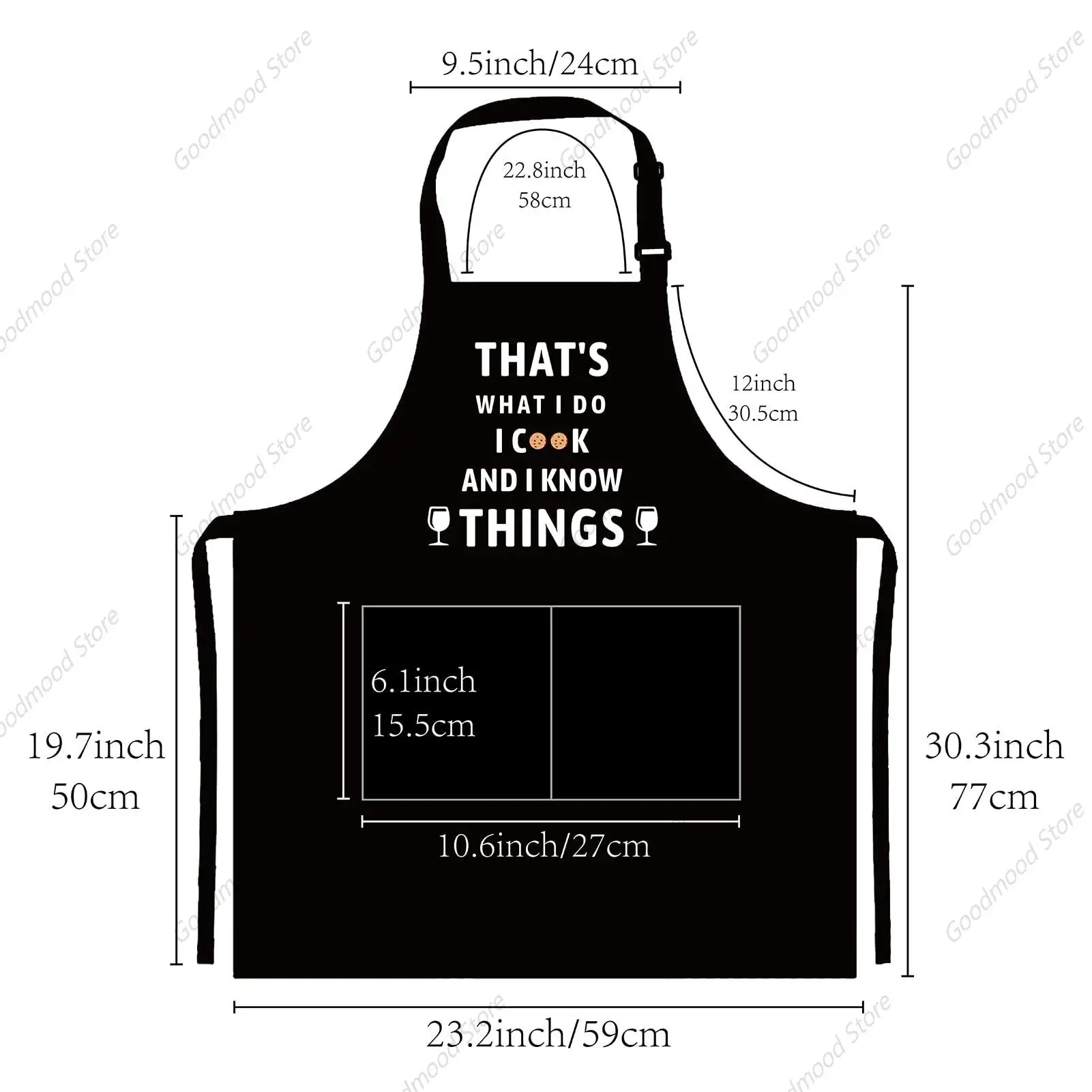 Funny Apron -That's What I Do I Cook and I Know Things Grill aprons for Men Kitchen Cooking Adjustable BBQ Bib 2 Pockets