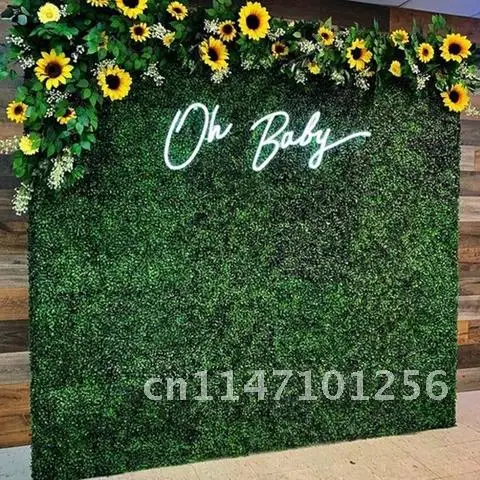 25x25cm Artificial Plants Grass Wall Backdrop Flowers wedding Boxwood Hedge Panels for Indoor/Outdoor Garden Wall Decoration