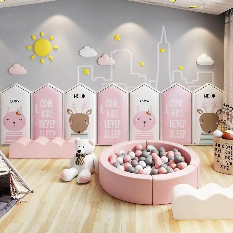 Cartoon Animal Kids Room Decor Bed Headboard Childern Tatami Bed Head Tete De Lit  Cabecera Adhesiva Cama Wall Panels