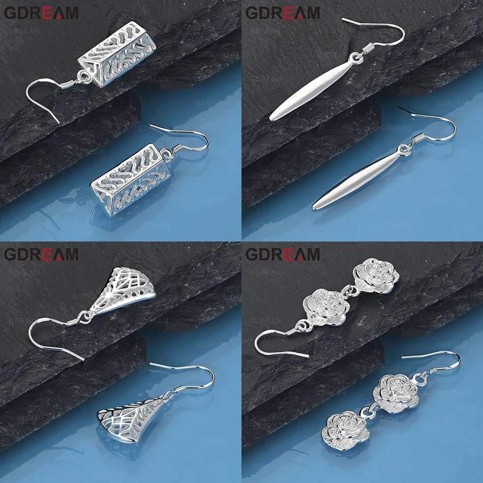 

GDREAM 925 Sterling Silver Geometric Long Earrings Classic Women'S Simple Accessories Party Jewelry