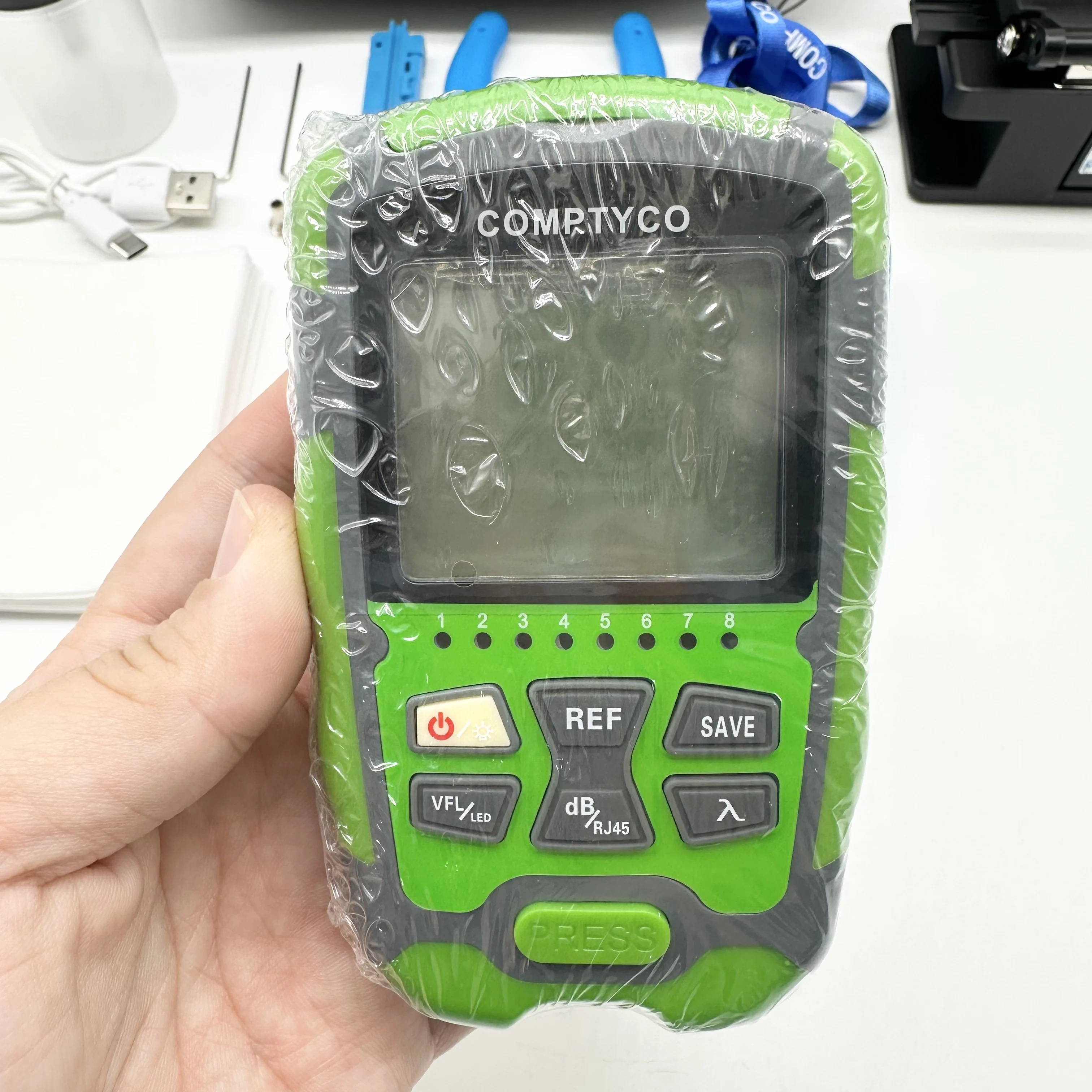 FTTH Fiber Optic Tool Kit Fiber Cleaver 15mw Visual Fault Locator -50~+26dBm AUA-MC50 4 in 1 Mini Optical Power Meter