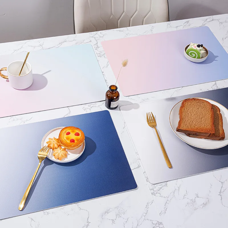 

Creative Pattern Leather Placemat,Rectangular Gradient Pattern Household Insulation Mat,Waterproof Light Luxury Dining Table Mat