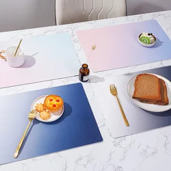 Creative Pattern Leather Placemat,Rectangular Gradient Pattern Household Insulation Mat,Waterproof Light Luxury Dining Table Mat