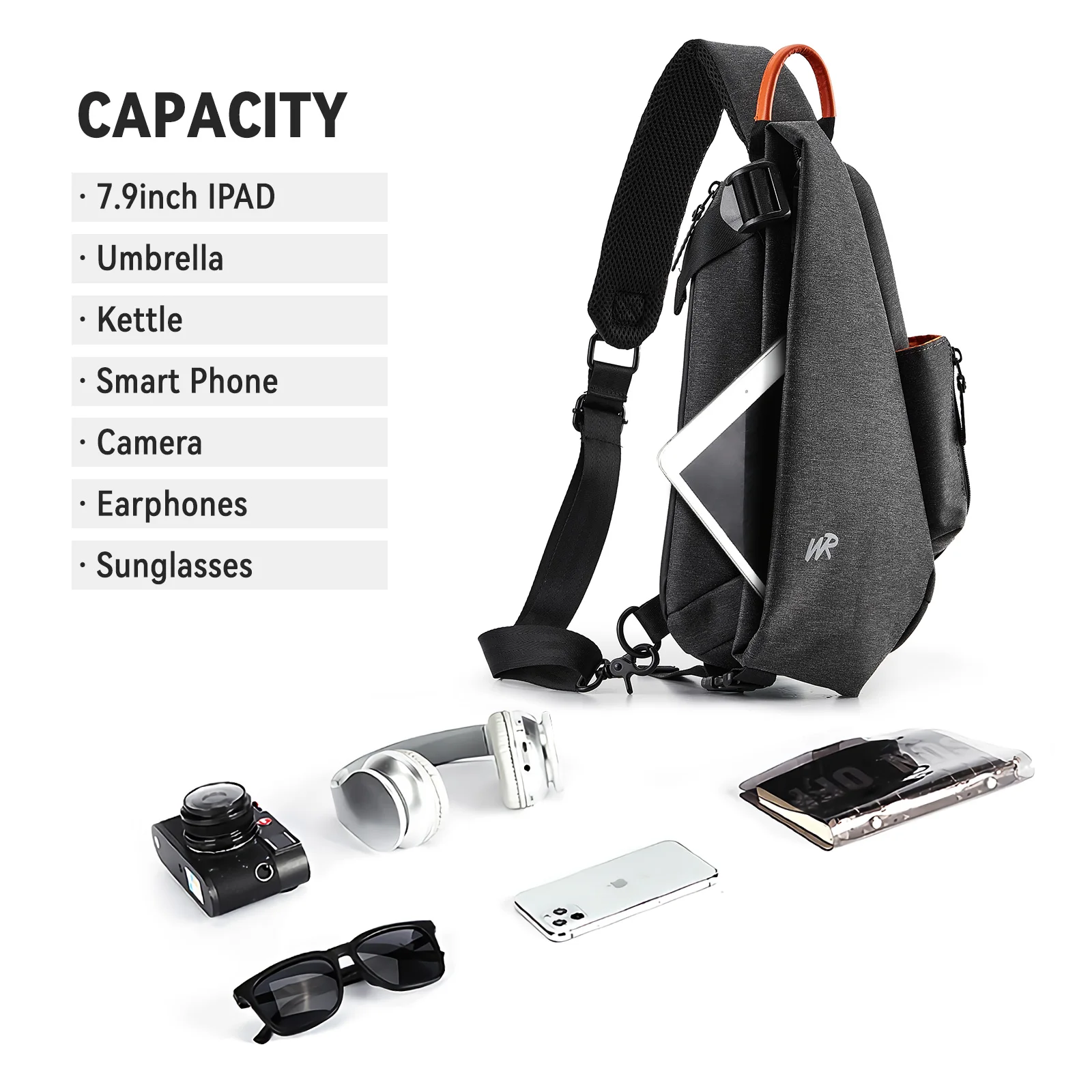 Crossbody Bag for Men Women,Lightweight Sling Bag with USB Charging Port,Waterproof Chest Bag,Daily Backpack for Walking Hiking