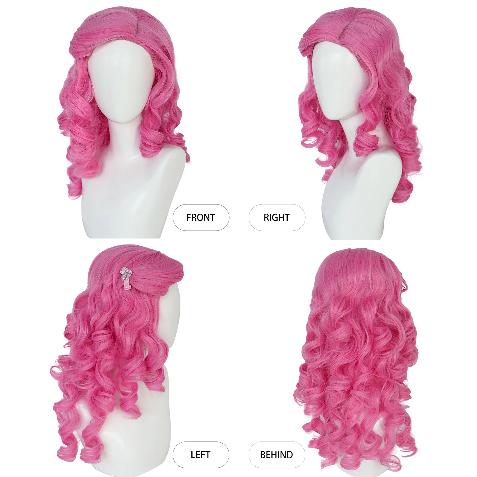 باروكة كوسبلاي صناعية قصيرة باللون الوردي، مناسبة للنساء كشعر مستعار لارتدائها