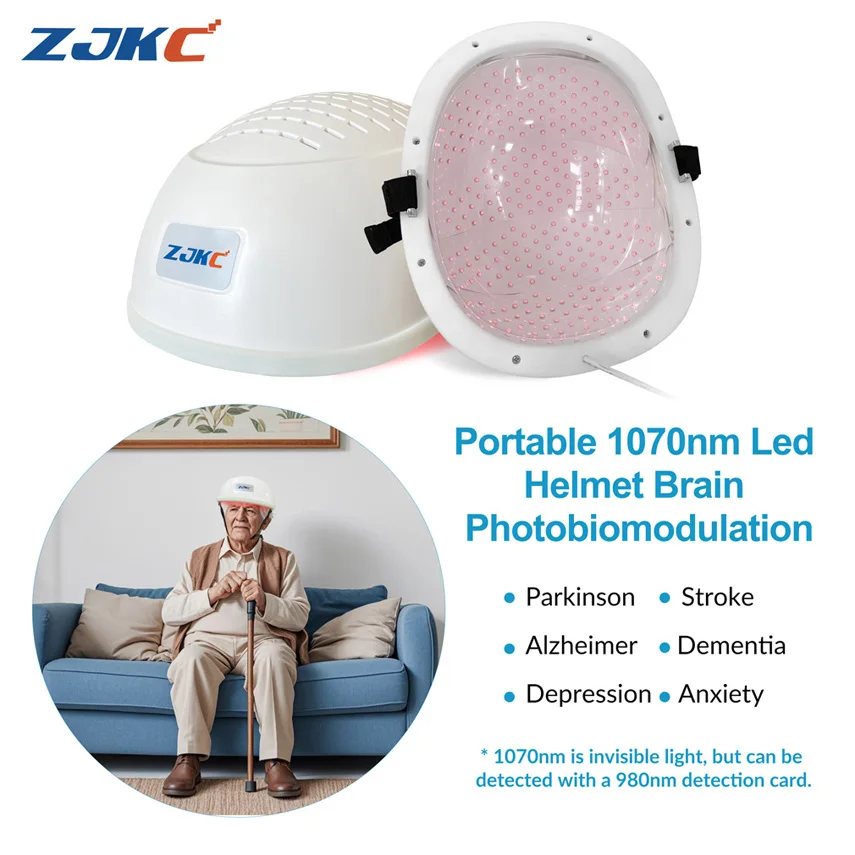 

ZJKC 1070nm Near Infrared Light Therapy for Parkinson Disease Alzheimer Stroke Anxiety Treatment Brain Photobiomodulation Helmet